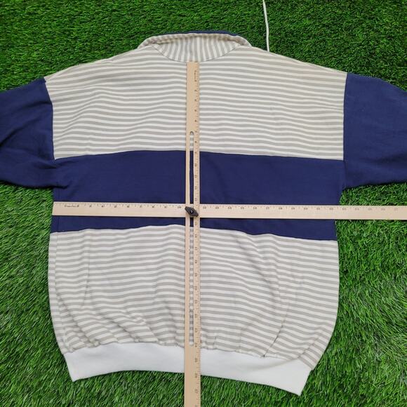 Vintage 90s Seattle Stripes Sweatshirt Large 22x26 Beige USA - Picture 4 of 15